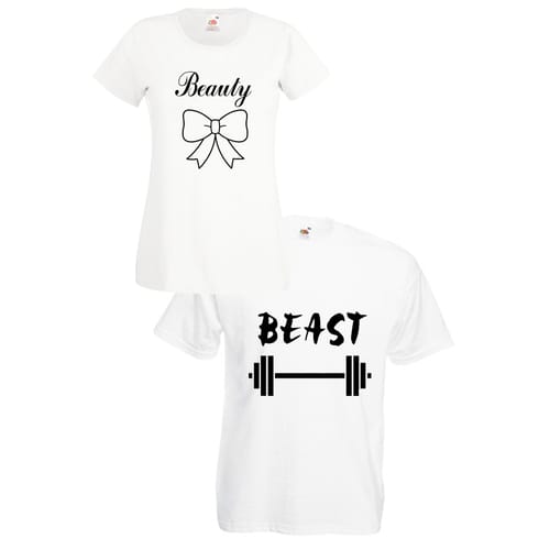 Комплект тениски "Beauty & Beast" (бели), 8020047