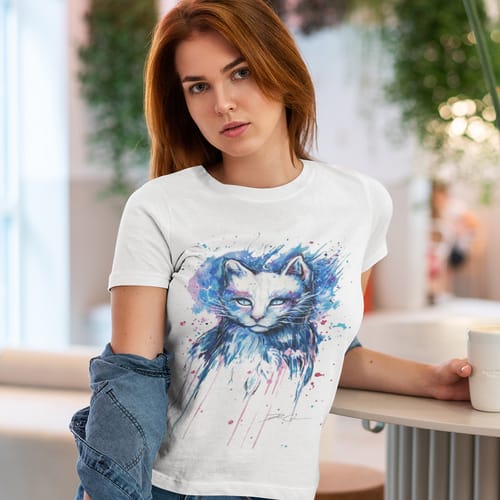 Дамска лятна тениска - котка