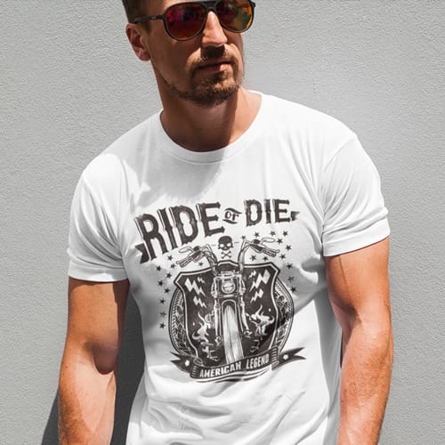 Мъжка лятна тениска - "Ride or die"