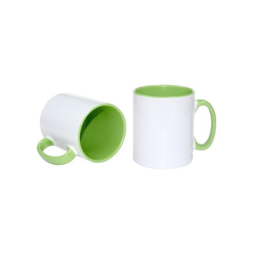 Порцеланова чаша - зелена вътре със зелена дръжка