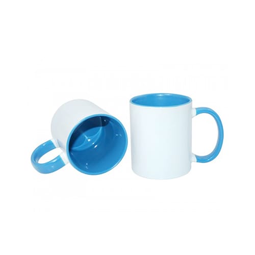 Порцеланова чаша - синя вътре със синя дръжка