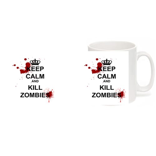 Чаша Уникални подаръци 01090250, бяла Keep Calm and kill zombie