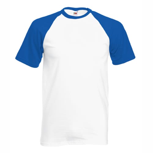 Мъжка памучна тениска, бяла със сини ръкави