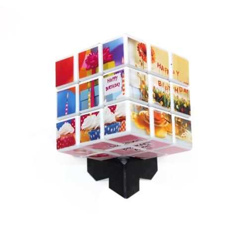 Kуб на рубик с 6 Ваши снимки, бял