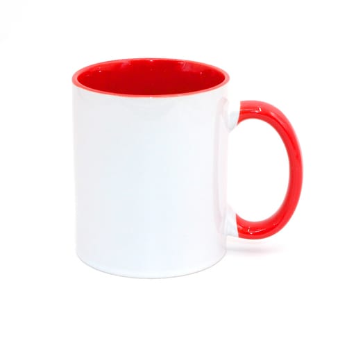 Порцеланова чаша - червена вътре с червена дръжка