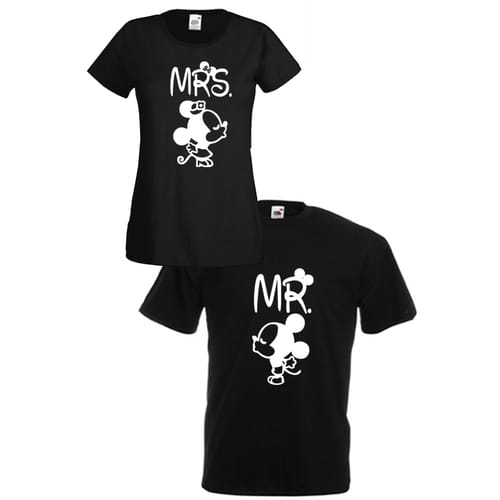 Комплект тениски "Mrs. & Mr. Mickey & Minnie" (черни), 8010002