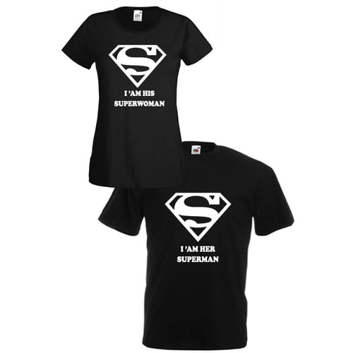 Комплект тениски "Superman & Superwoman" (черни), 8010013