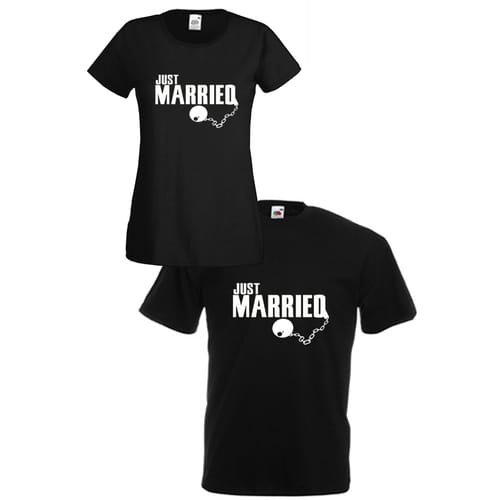 Комплект тениски "Just Married" (черни), 8010022