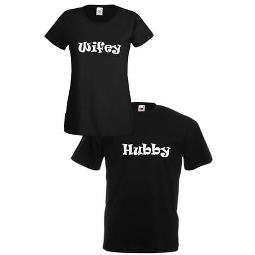 Комплект тениски "Wifey & Hubby" (черни), 8010023