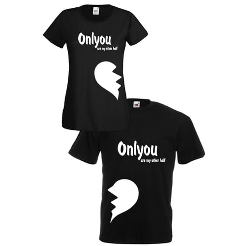 Комплект тениски "Onlyou Are My Other Half" (черни), 8010038