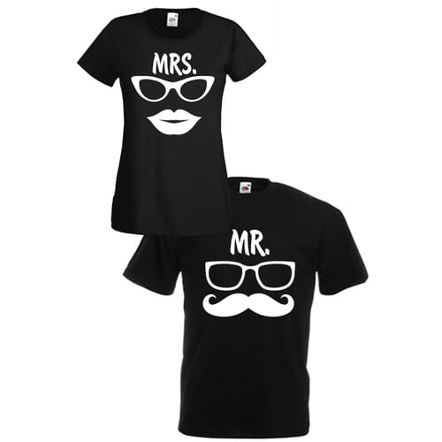Комплект тениски "Mrs. & Mr. Right" (черни), 8010040