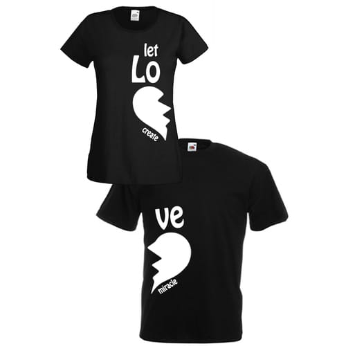 Комплект тениски "Let Love Create Miracle" (черни), 8010041