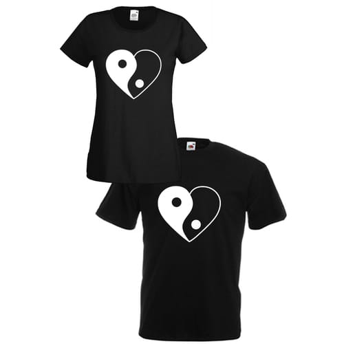 Комплект тениски "Yin and Yang Heart" (черни), 8010057
