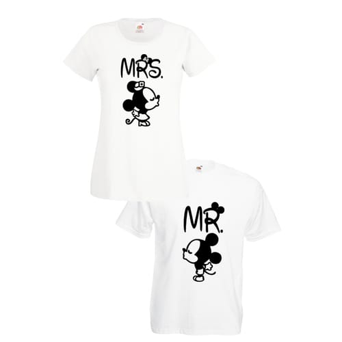 Комплект тениски "Mrs. & Mr. Mickey & Minnie" (бели), 8020002