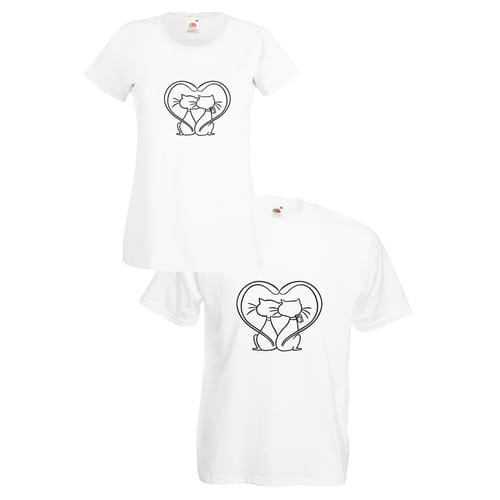 Комплект тениски "Love Cats" (бели), 8020016