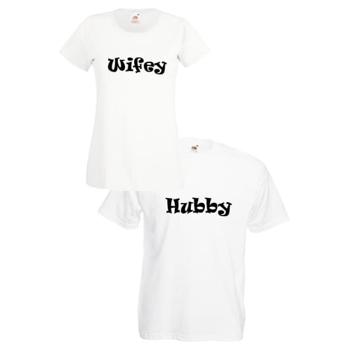 Комплект тениски "Wifey & Hubby" (бели), 8020023