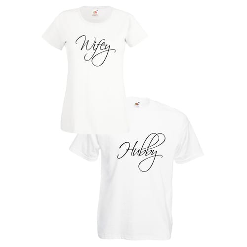 Комплект тениски "Wifey & Hubby" (бели), 8020024