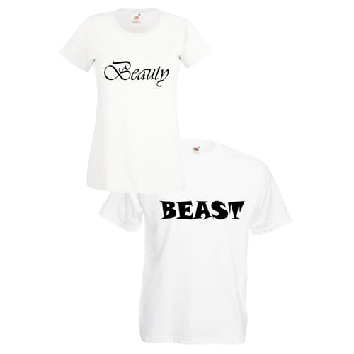 Комплект тениски "Beauty & Beast" (бели), 8020025