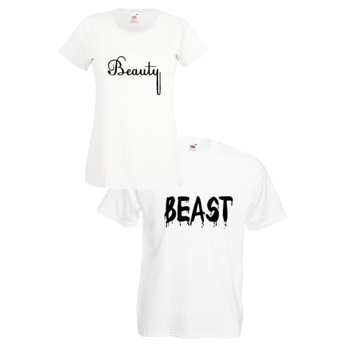 Комплект тениски "Beauty & Beast" (бели), 8020026