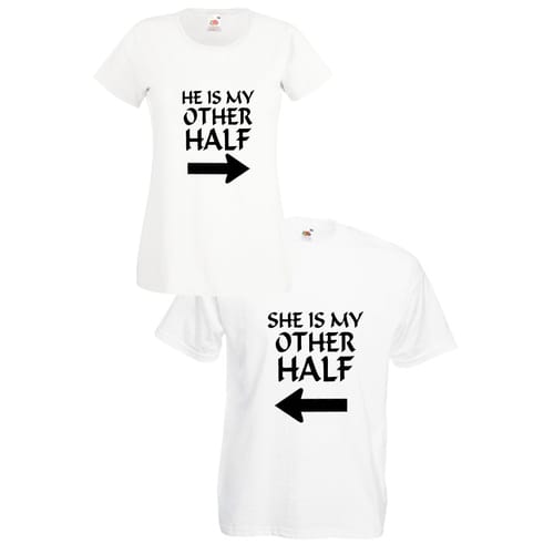 Комплект тениски "My Other Half" (бели), 8020037