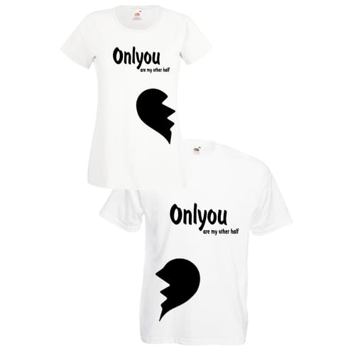 Комплект тениски "Onlyou Are My Other Half" (бели), 8020038