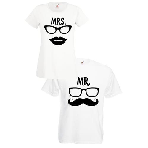 Комплект тениски "Mrs. & Mr. Right" (бели), 8020040
