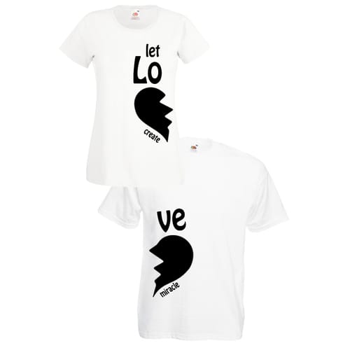 Комплект тениски "Let Love Create Miracle" (бели), 8020041