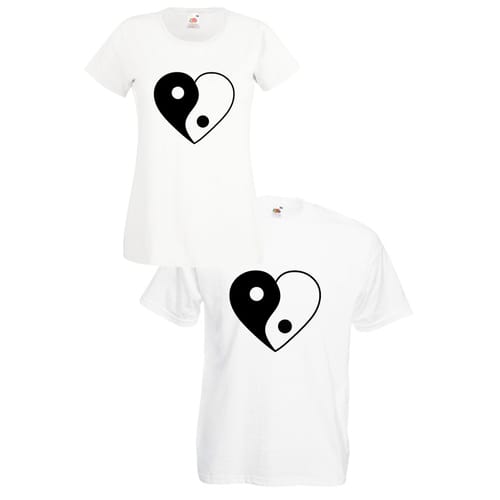 Комплект тениски "Yin and Yang Heart" (бели), 8020057