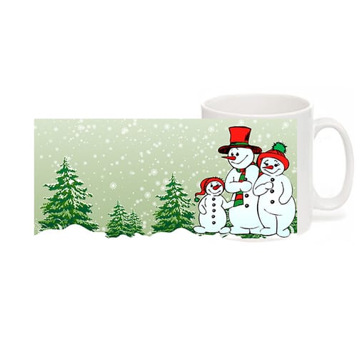 Чаша Уникални подаръци 01090356, бяла, Коледна чаша снежковци