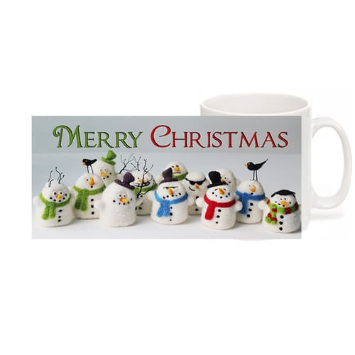 Чаша Уникални подаръци 01090362, бяла Merry Christmas снежни човечета