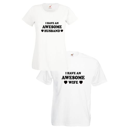 Комплект тениски "Awesome Husband & Wife" (бели), 8020014