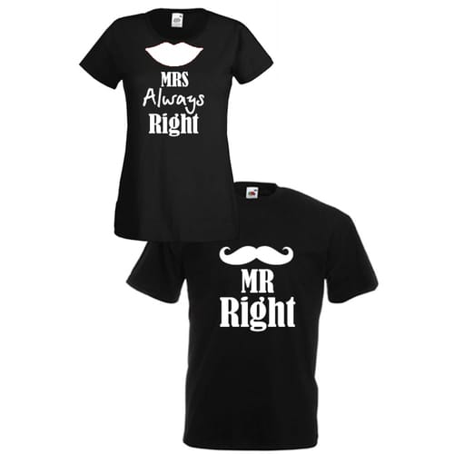 Комплект тениски "Mr. Right & Mrs. Always Right" (черни), 8010052