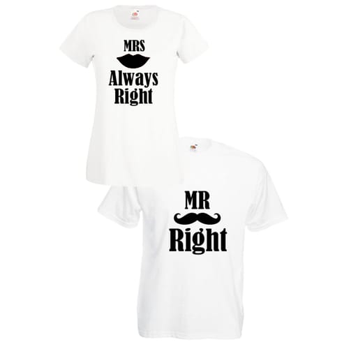 Комплект тениски "Mr. Right & Mrs. Always Right" (бели), 8020051