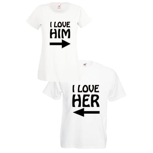 Комплект тениски "I Love Him, I Love Her" (бели), 8020050
