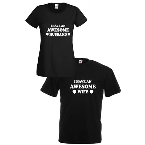 Комплект тениски "Awesome Husband & Wife" (черни), 8010014