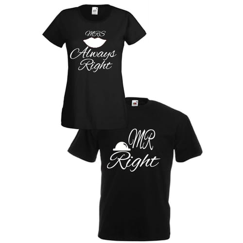 Комплект тениски "Mr. Right & Mrs. Always Right" (черни), 8010048
