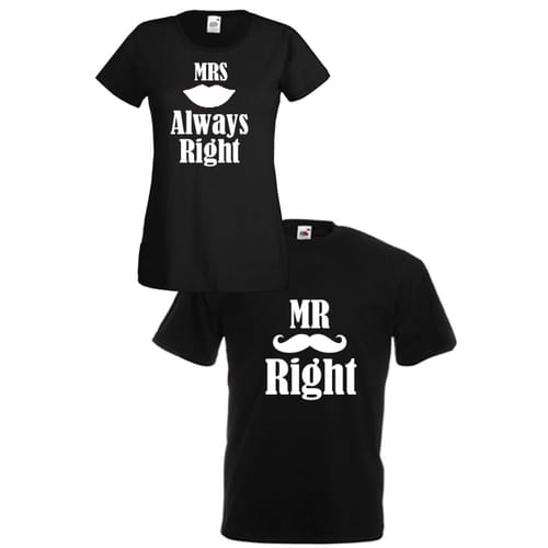 Комплект тениски "Mr. Right & Mrs. Always Right" (черни), 8010051