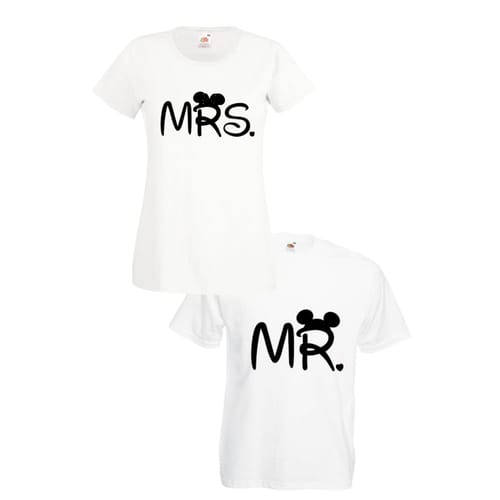 Комплект тениски "Mrs. & Mr. Mickey & Minnie" (бели), 8020003