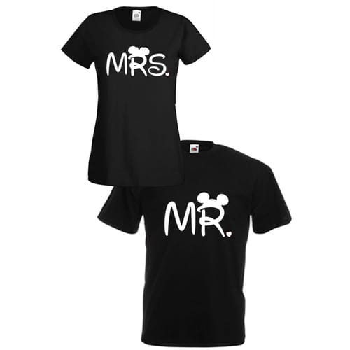 Комплект тениски "Mrs. & Mr. Mickey & Minnie" (черни), 8010003