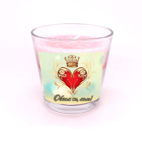 Свещ в стъклена чашка "Роза и горски плодове", модел 2