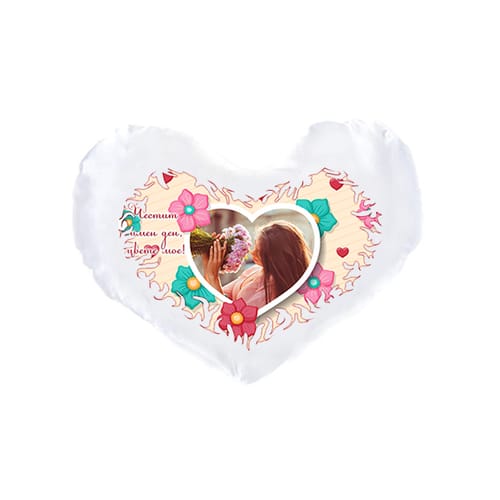 Възглавничка сърце за Цветница със снимка, вариант 5