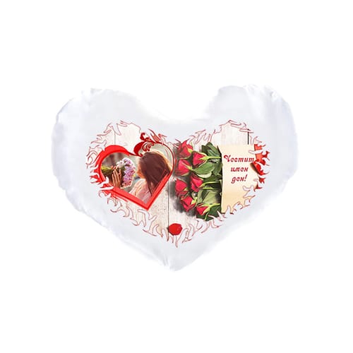 Възглавничка сърце за Цветница със снимка, вариант 6