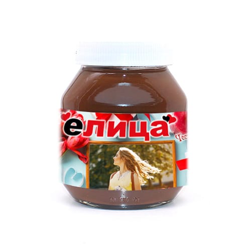 Течен шоколад "Нутела" с персонализиран етикет с ваша снимка за Цветница, вариант 1, 750 гр.