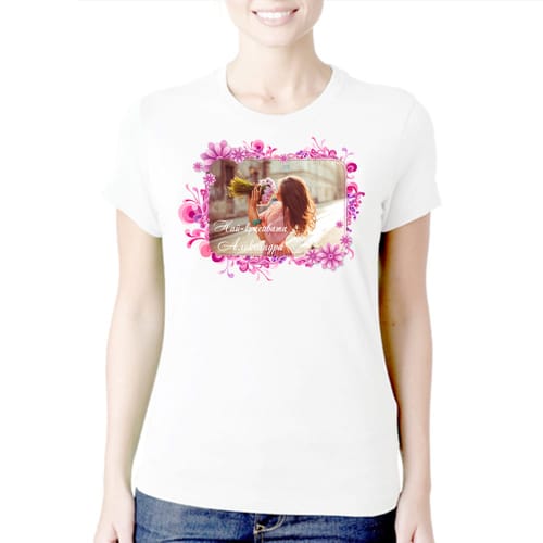 Дамска полиестерна тениска с ваша снимка за Александровден, вариант 2