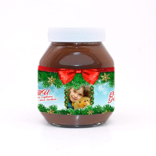 Течен шоколад "Нутела" за Коледа с ваша снимка, 750 гр.