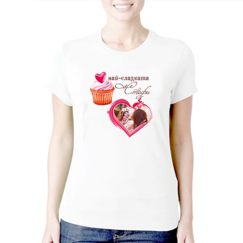 Дамска полиестерна тениска с Ваша снимка за Стефи, вариант 3