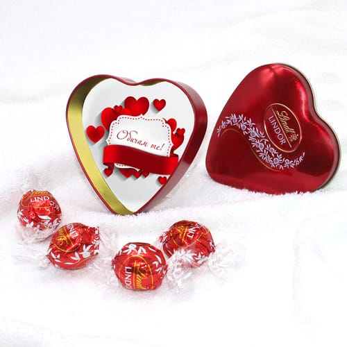 Шоколадови бонбони Линд в метална кутия - Romantic 2
