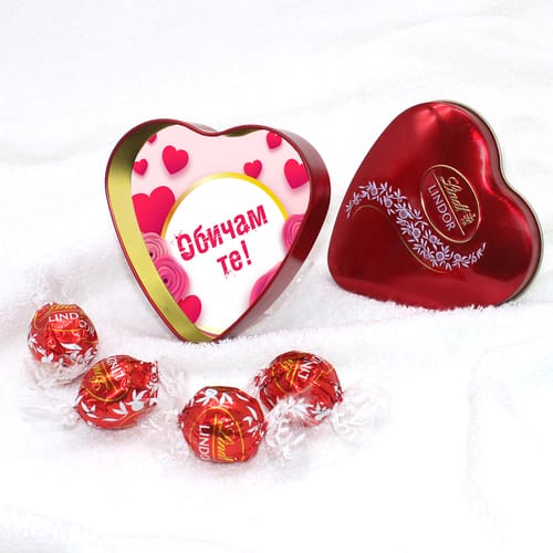 Шоколадови бонбони Линд в метална кутия - Romantic 7