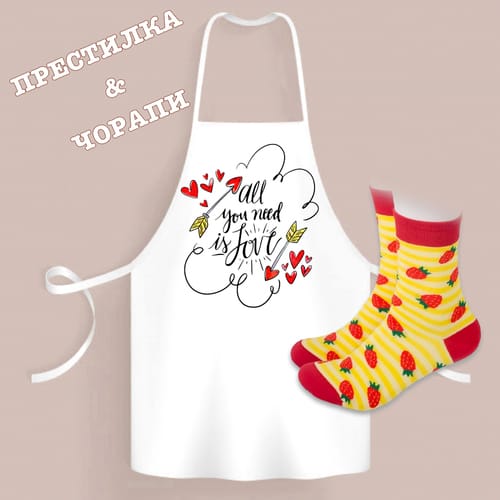 Комплект чорапи и престилка в кутия сърце - модел 15