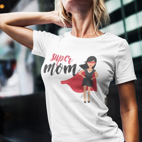 Тениска за 8 Март с текст: Super mom